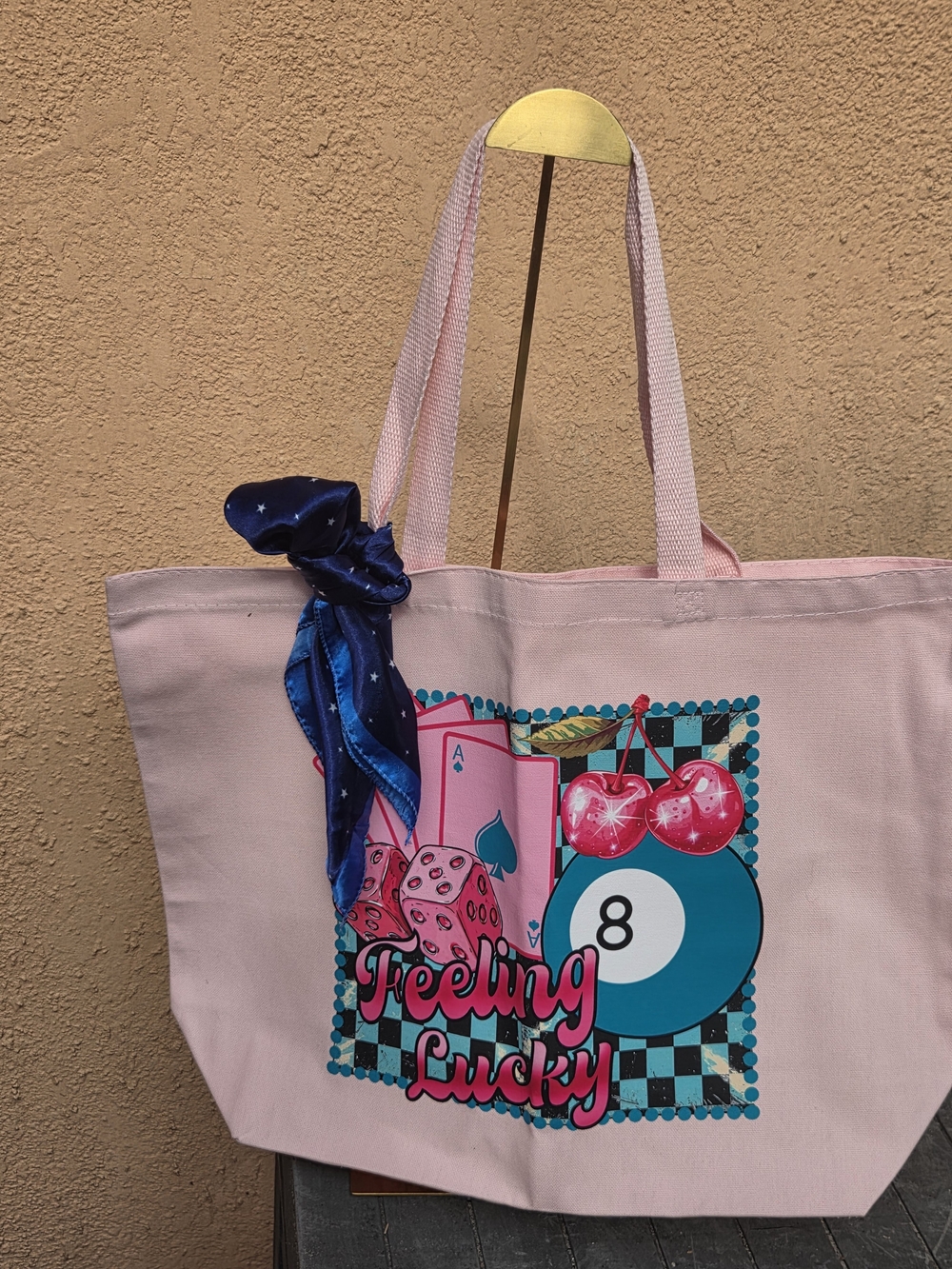 Feeling Lucky Pink Graphic Tote Bag